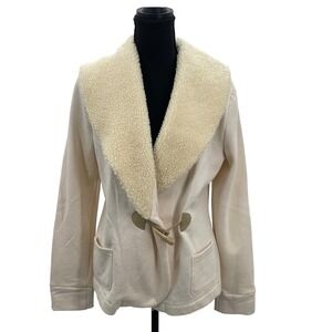 LRL‎ Ralph Lauren Jeans Co Petite Sherpa Collar Toggle Jacket Cream P/L